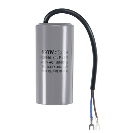 

Uxcell 105x50mm 50uF 450V AC 50/60Hz 2 Wires with Terminal CBB60 Run Capacitor