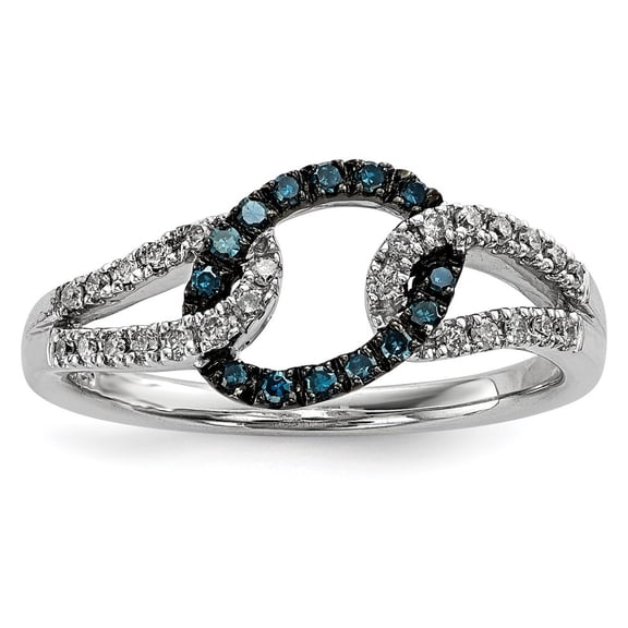 Auriga Fine Jewelry 925 Sterling Silver White & Blue Diamond Ring for Women Size- 7