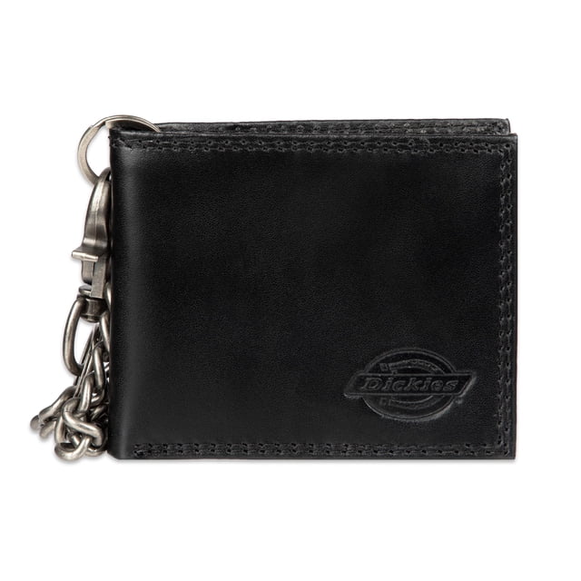 Billetera Dickies RFID de cuero tipo bifold con cadena negra
