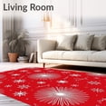 thumbnail image 2 of ODIKA 6'x9' Machine Washable Non-Slip Area Rug, Yuletide Starburst Interlocking Featuring Merry Details High Traffic Rug with Pad, Red, 646990, 2 of 8