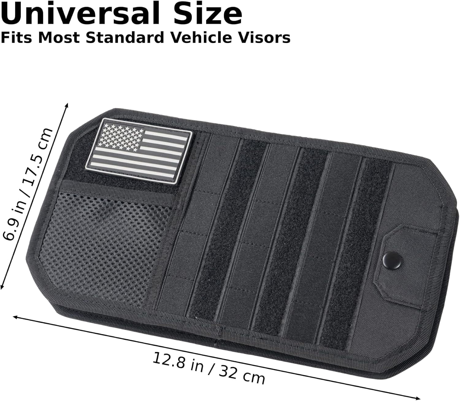 Car Visor Organizer, Sun Organizer for Trucks Cars SUVs, Tactical Accessories with Zipper Storage Pouch, Glasses Clip and Card Sleeve Pocket, Molle Panel (Black)