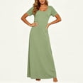 thumbnail image 5 of VBVC Women's Short Sleeve Crew Neck Maxi Nightgown, Ladies' Soft Stretchy Long Lounge Dress, Sleepwear Casual Home Dress For Women,Green,S-2XL, 5 of 8