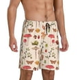 thumbnail image 2 of Kdxio Retro Autum Mushrooms Print Mens Sleep Shorts Bottoms Soft Comfy Pajama Wear Pants with Drawstring Pockets, 2 of 7