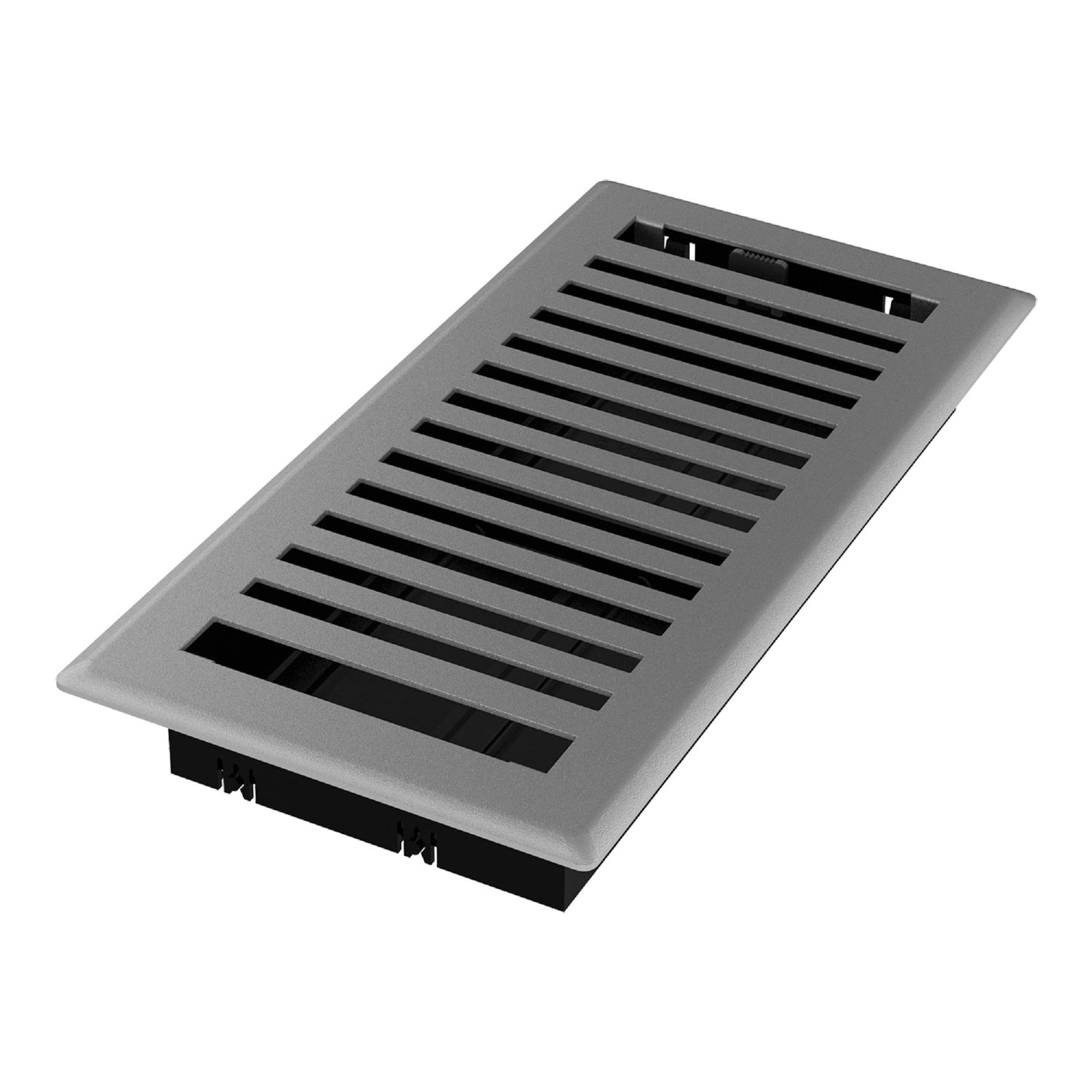4in x 10in Montezuma Style Grey Granite Metal Heating and Cooling Air Floor Register (2 PACK) - Overall 5 1/4" x 11 1/4"