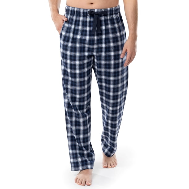 Pantalón de franela Fruit of the Loom con fondo de pijama para hombre, azul marino a cuadros