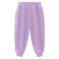 thumbnail image 5 of Piuwrlz Kids Thick Plush Pants Girls Boys Long Fleece Joggers Cotton Velvet Solid Color Tight Purple Size 11 Years, 5 of 8
