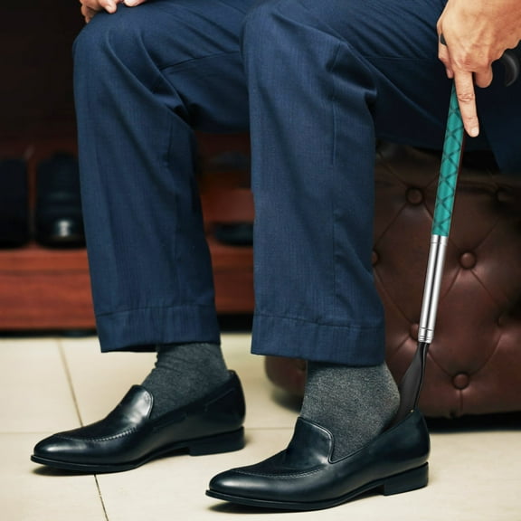 Hemoton Long Handled Shoe Horn with Stainless Steel Telescopic Design 1 Piece Metal Shoehorn for Pregnant Woman and Elderly