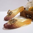 thumbnail image 5 of YOUYEDIAN Jelly Sandals for Women Ballet Mesh Flats Shoes Summer Beach Wide Closed Toe Mary Jane Mules Dressy Comfortable Slip on Sandals (Brown), 5 of 5
