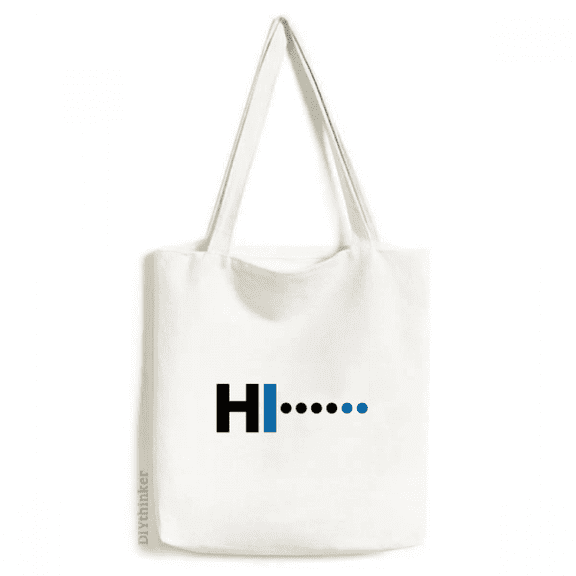Morse Code Hello Dot Line Expression Tote Canvas Bag Shopping Satchel Casual Handbag