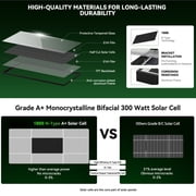 WERCHTAY N-Type 18BB 300 Watt Bifacial Solar Panel, with 25% Efficiency, Grade A+ Cells, IP65, for RV, Trailer, Marine, Rooftop, Farm, Off Grid