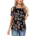 thumbnail image 3 of ANYJOIN Womens Summer T Shirts Strappy Short Sleeve Tunic Tops Strappy Cold Shoulder Blouse, 3 of 6