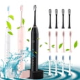 thumbnail image 1 of mfyjkho Cepillo de dientes eléctrico ultrasónico con alta frecuencia de 32&nbsp;000 ciclos/min, 6 modos de limpieza, 4 cabezales, recargable por USB, para el cuidado bucal en casa (paquete de 4), 1 of 5