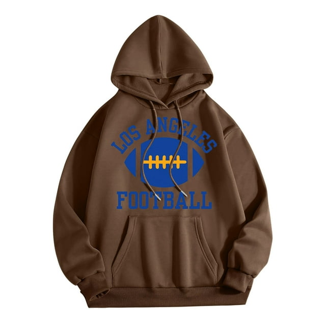 WEAIXIMIUNG Sweat-Shirt Surdimensionné pour Femmes Plus 3TG Sweat à Capuche Décontracté Col Rond Imprimé Lettre Football de Ville