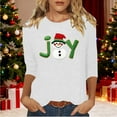 thumbnail image 1 of Ailaofu Hauts pour Femmes à Manches 3/4 Décontractés Coupe Ample Col Rond T-Shirts Mignons Tunique Unie Trois Quarts, 1 of 4