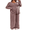 Dusty Pink, variant on Women's Maternity Pajama Loungewear Set, V Neck Button Down Long Sleeve Top & Adjustable Wide Leg Trousers, Comfortable High Stretch Maternity Outfit