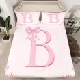 thumbnail image 2 of Castle Fairy Personalized Initial 3pcs Twin Sheet Sets,Pink Bowknot Twin Fitted Sheet,Chic Flower Breathable Flat Sheet,Breathable Kawaii Home Decor, 2 of 7