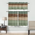 thumbnail image 4 of Curtain Tier and Valance Set 3 Piece Semi Sheer Rod Pocket Valance Small Half Window Tier Curtains Retro Rustic Old Farm Barn Wooden Texture Green Valances for Kitchen, 4 of 5
