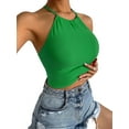 thumbnail image 5 of Green Sexy Plain Lace Up Cami Women's Tank Tops Camis, 5 of 5