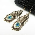 thumbnail image 3 of Opolski Vintage Women Rhinestone Peacock Eye Feather Dangle Hook Earrings Jewelry, 3 of 7