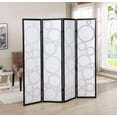 thumbnail image 3 of Roundhill Furniture Arvada 4-Panel Wood Room Divider w/Circle Pattern in Black, 3 of 5