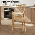 thumbnail image 4 of Farini Wishbone Counter Height Barstool, Fully Assembled Weave Bar Chair with Wooden Frame, for Kitchen Island, Dining Room, Bar, Single, Nature, 4 of 7