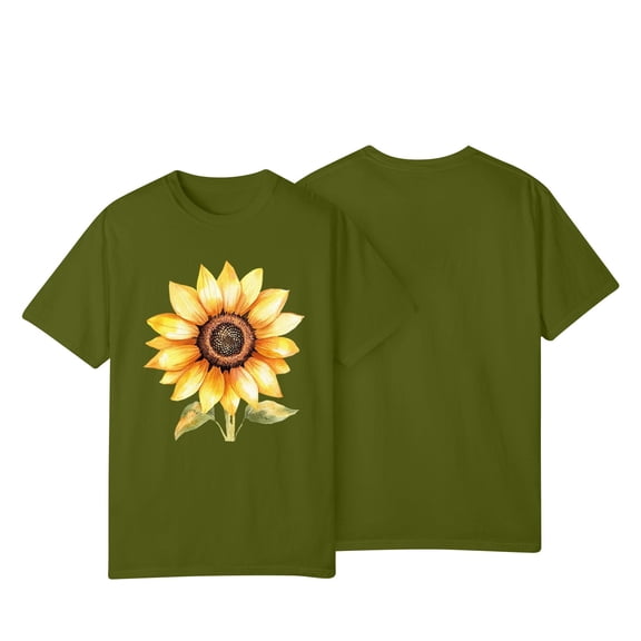 NAMTYQX Oversized Graphic Tees for Women Hawaii Round Neck Gemustert Oversized Stretchy Short Sleeve Cool Graphic Baggy Ladies Tops and Blouses Army Green Size L