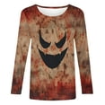 thumbnail image 3 of Halloween Sweatshirts for Women Clearance Womens Shirts Casual Cute Long Sleeve Tops Crew Neck Sweatshirt Sweatshirts Loose Fit 2024 Women's Fashion Tees Round Neck T Shirt Retro Print Shirt, 3 of 4