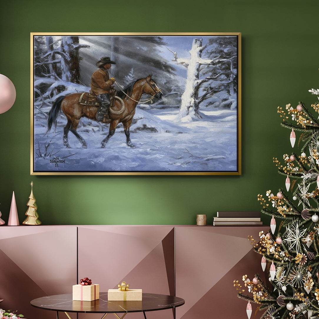 Silent Night, Holy Night - Framed Gallery Wrapped Holiday Canvas - 25 x 37 - Gold Frame