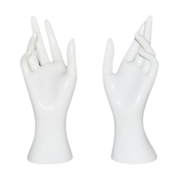 1 par de maniquíes de mujer para exhibir pulseras, anillos y mesas para vendedores de tiendas. Blanco