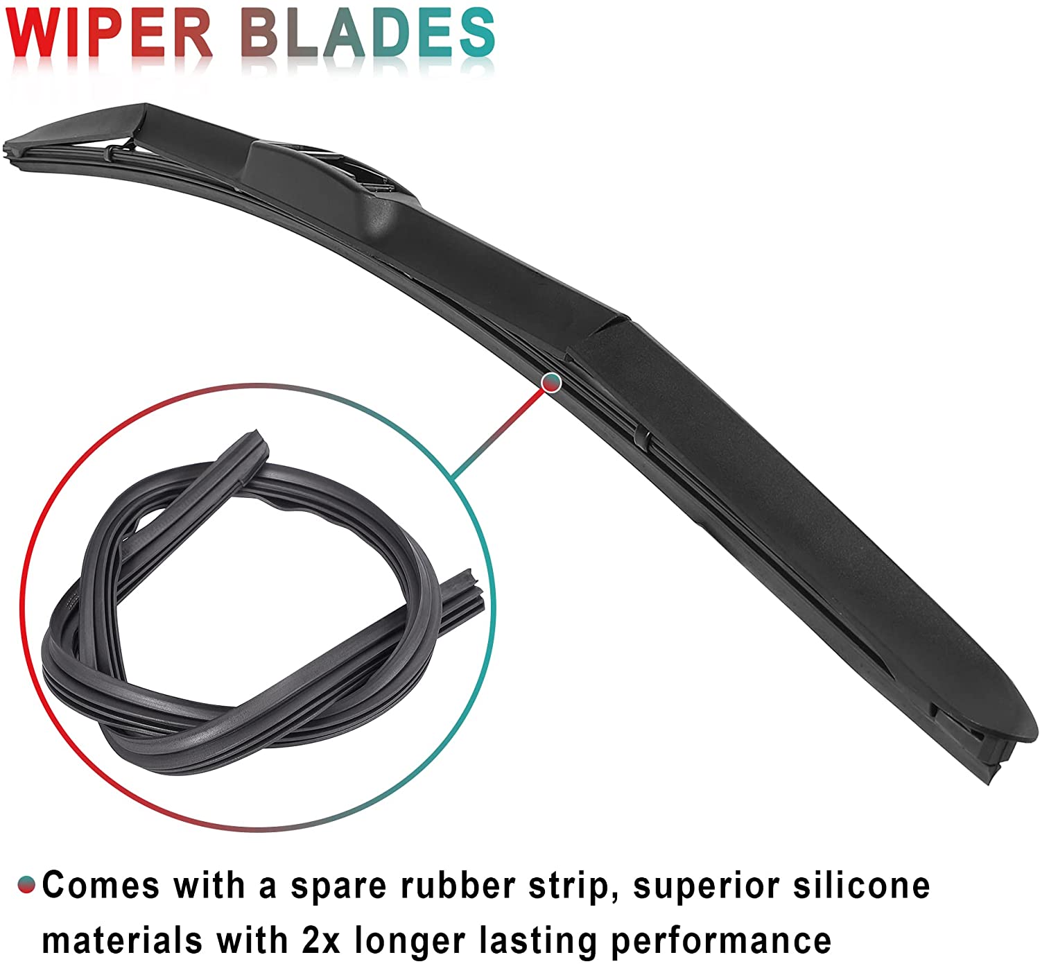 RONSHIN Windshield Wiper Blade, Wiper Blade with High Quality Rubber, Four Seasons Automatic Replacement Windshield Wipers 26"+19" 2 Pack - image 2 of 7