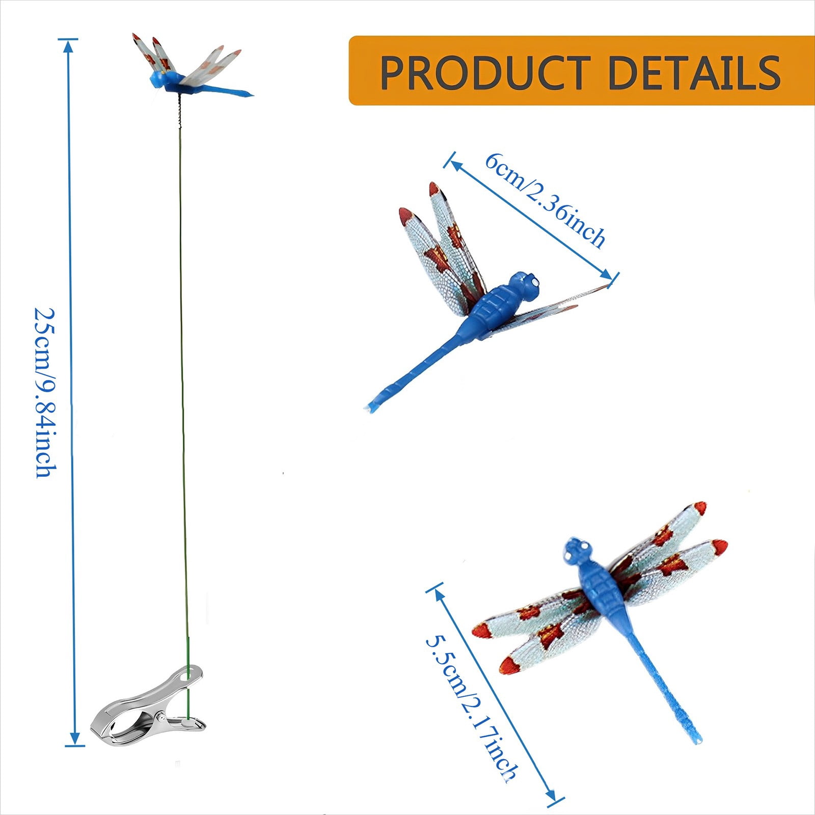 Dragonfly Bug Clip,Dragonfly Clips To Keep Bees Away,Dragonfly Clip Bug Repellent Outdoor Garden Decor,3d Artificial Dragonfly Fly Deterrent Clip On Hat Waterproof Yard Patio Lawn Decoration 20pcs