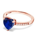 thumbnail image 3 of Gem Stone King 1.14 Ct Heart Shape Blue Created Sapphire 18K Rose Gold Plated Silver Ring, 3 of 5