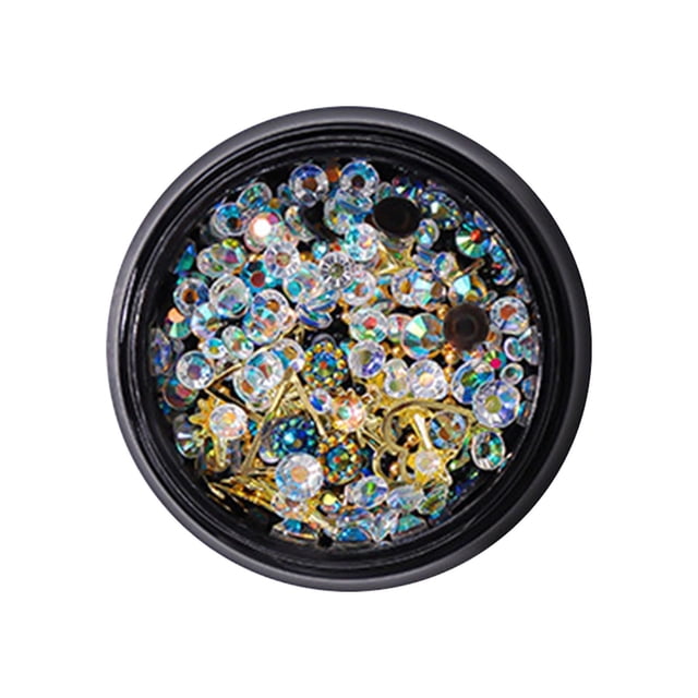 Set de accesorios para decoración de uñas, piedras de cristal mixto, perlas y bolas de acero