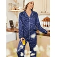 thumbnail image 2 of Ekouaer Women's Classic Button Down Long Satin Silk Pajama Set, 2 of 6