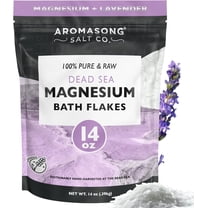 Aromasong RAW Magnesium Bath Flakes with 100% Natural Lavender, 14 Oz. Muscle Relaxing Organic Salts Mg Chloride, Mineral Soak Salt.