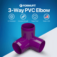 thumbnail image 2 of FORMUFIT 1” 3-Way Elbow Furniture Grade PVC Pipe Fittings, (1-5/16" Actual Socket ID), Purple, 4-Pack, 2 of 7