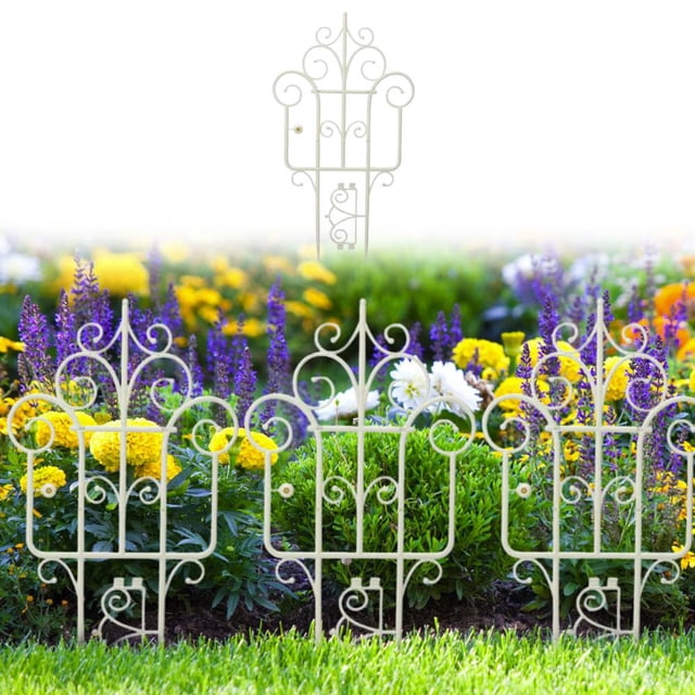 Stackable Garden Fence and Climbing Plant Support - Tool-Free Installation, Durable Plastic Fencing for Lawn Edging, Flowerbeds, and Decorative Borders
