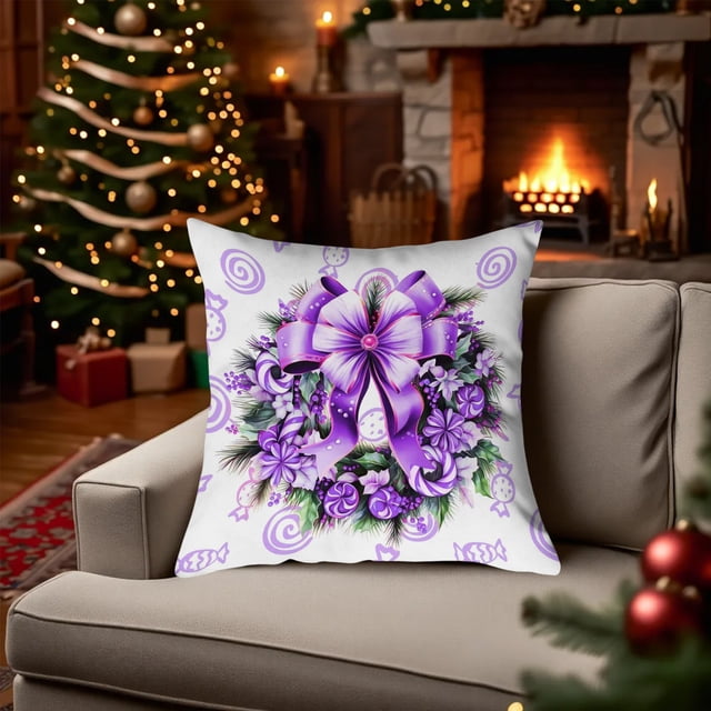 Fundas de almohada navideñas de 45 x 45 cm | Fundas decorativas de algodón suave con cremallera oculta para sofá, dormitorio y decoración del hogar