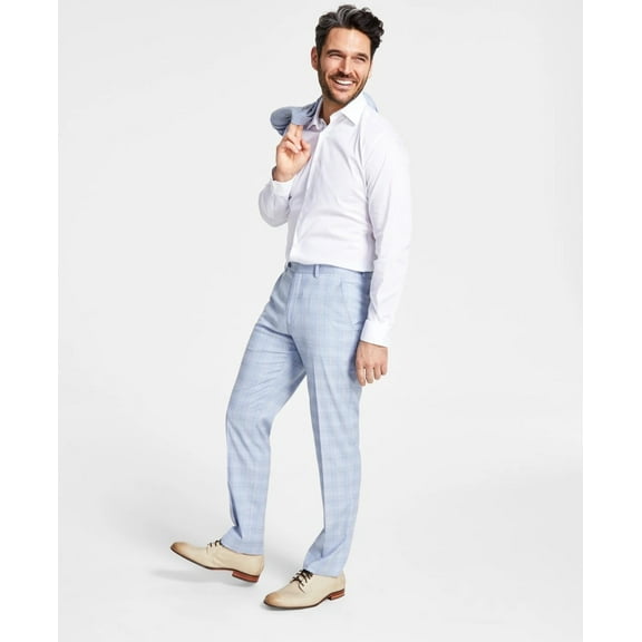 Alfani Men's Slim-Fit Stretch Solid Suit Pants Blue Plaid B4HP $135 (Regular,30,30 in)