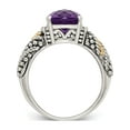 thumbnail image 2 of 14K/Silver Two-Tone Sterling Silver With 14K Diamond And Amethyst Ring (Size 7) Made In Thailand qtc1224-7, 2 of 6