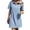Light Blue Dress, variant on Women's Denim Shirt Mini Dress Collared V Neck Short Sleeve Loose Shift Dress for Daily Casual Wear Soft Breathable Summer Sundress Light Blue
