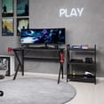 thumbnail image 5 of 3 Shelf Bookcase - Console Table or Storage Shelf with Carbon Fiber Texture Finish and K Shaped Legs by Lavish Home (Black), 5 of 6