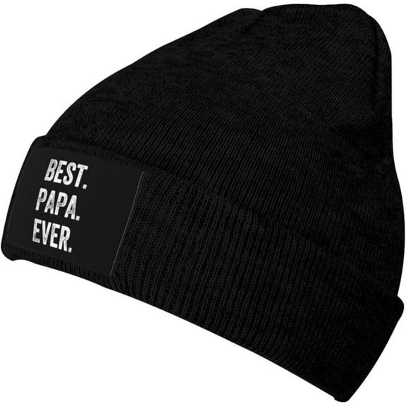 Best Papa Ever Winter Beanie Hat for Men Women Daily Knit Cap Warm Soft Stylish Skull Caps for Cold Weather Black