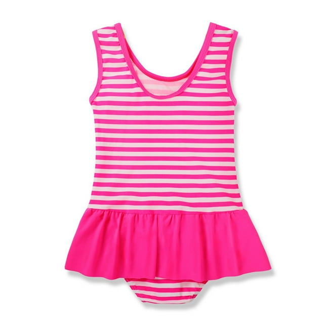 Yanlir Maillot de Bain Sans Manches à Imprimé Étoile pour Filles, Col Rond, Doux, Confortable et Séchage Rapide (Rose1,2-3 Ans)