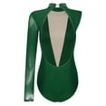 thumbnail image 3 of Alvivi Gymnastics Leotards For Women Rhinestone One Shoulder Long Sleeve Figure Skating Bodysuit Dark Green S, 3 of 6