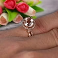 thumbnail image 6 of Milgrain 1.75 Carat Round Cut Morganite Wedding Set Engagement Bridal Ring 10k Rose Gold Marquise Matching Band, 6 of 6