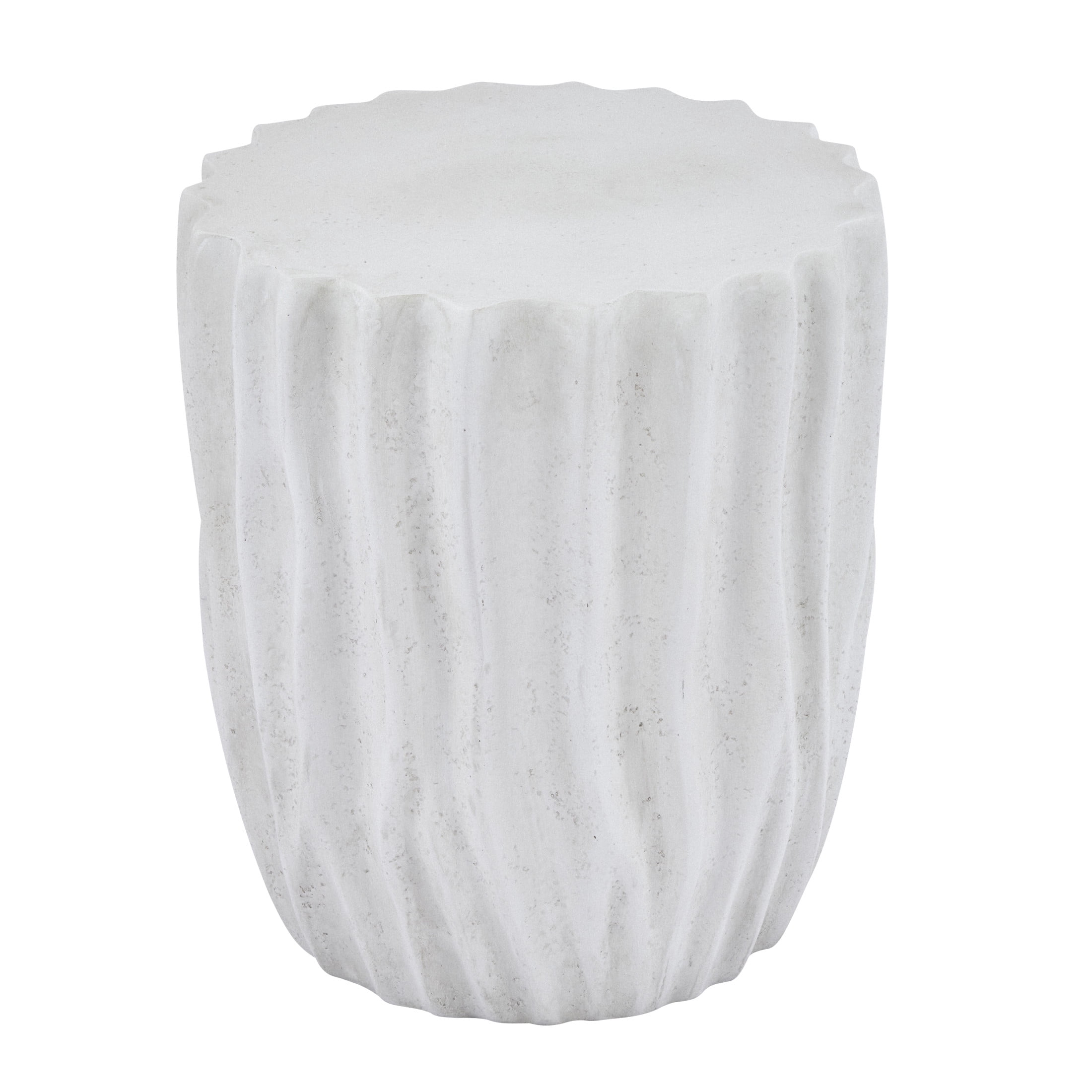 Christopher Knight Home 15.75” Outdoor Ribbed Barrel Side Table, MGO Accent Table, Antique White