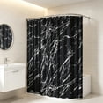 thumbnail image 5 of Marble Pattern Silver Foil Shower Curtain, 72" Thickened Waterproof Bathroom Partition, Modern Home Decor Curtain for Tub & Shower Stall, Weighted Hem​, Black, 5 of 5