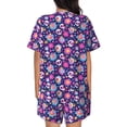 thumbnail image 6 of Uemuo Skull Blue Flower Pattern Women's Short-Sleeved Pajama, Button-Front Loungewear, 2-Piece Summer Sleepwear, Elastic Drawstring Shorts-3X-Large, 6 of 7