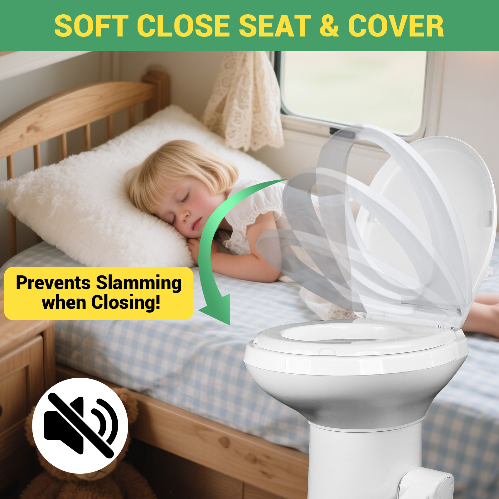 Portable RV Toilet With Pedal Flush, High Profile lightweight toilet - White
